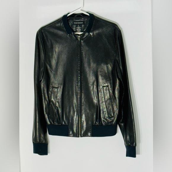 Club Monaco 100% leather bomber jacket S fits large - Picture 1 of 2